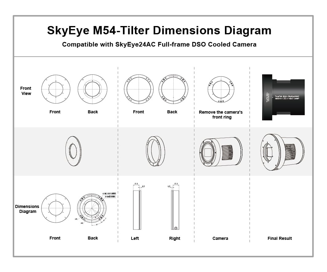 SkyEye M54-Tilter dimensions for SkyEye24AC