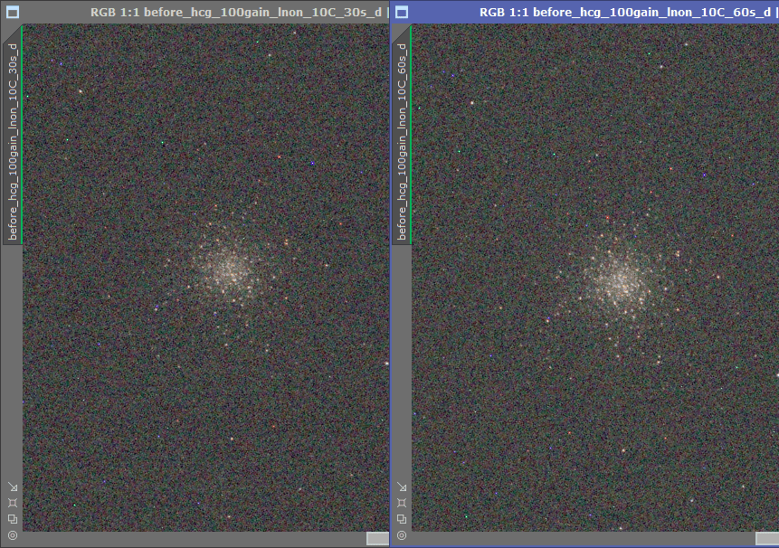 Unimproved SkyEye24AC HCG 30s and 60s M13 comparison Unimproved SkyEye24AC HCG 30s and 60s M13 comparison