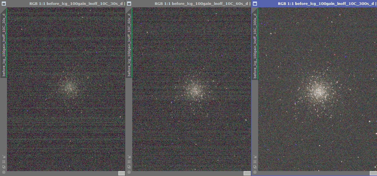 Unimproved SkyEye24AC LCG 30s 60s and 300s M13 comparison Unimproved SkyEye24AC LCG 30s 60s and 300s M13 comparison