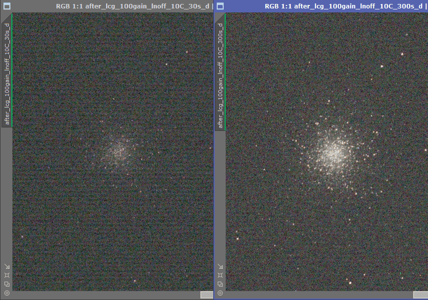 Improved SkyEye24AC LCG 30s and 300s M13 comparison Improved SkyEye24AC LCG 30s and 300s M13 comparison