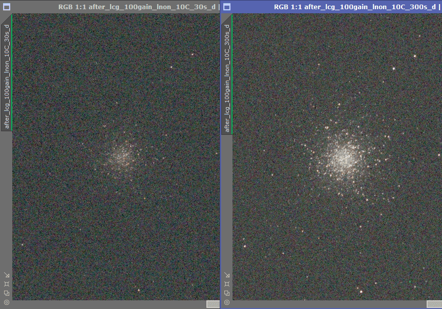 Improved SkyEye24AC LCG 30s and 300s Low Noise Mode on comparison Improved SkyEye24AC LCG 30s and 300s Low Noise Mode on comparison
