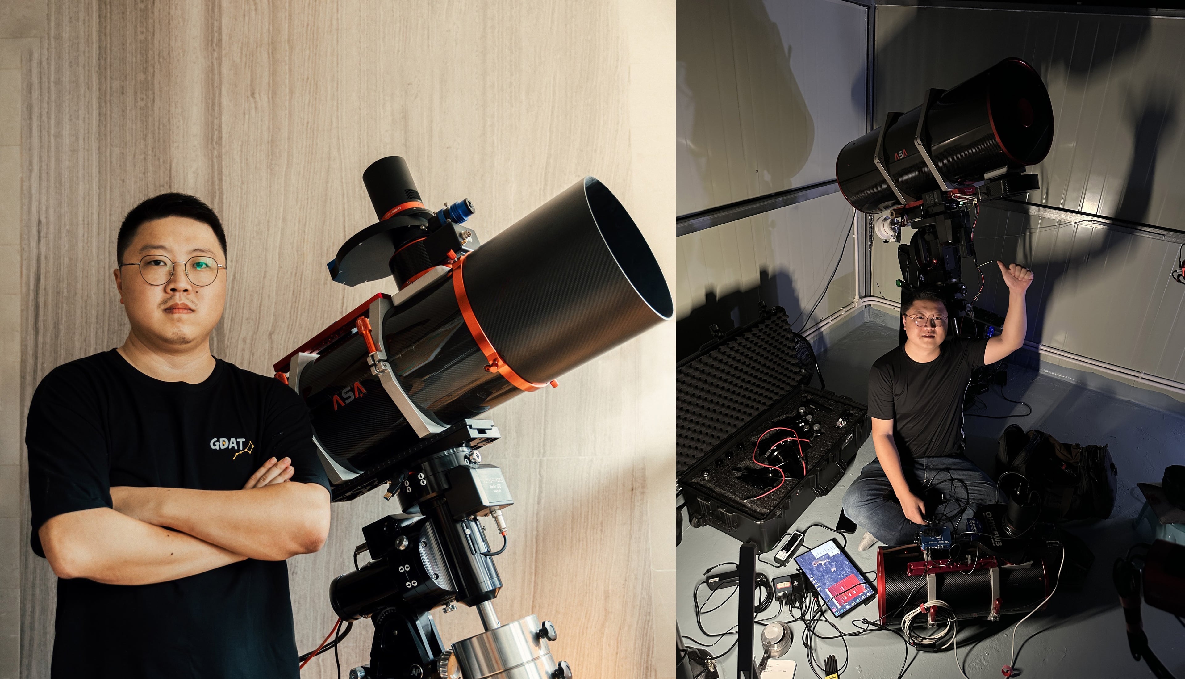 Jiang Wu with RASA telescope and SkyEye62AM review setup Jiang Wu with RASA telescope and SkyEye62AM review setup