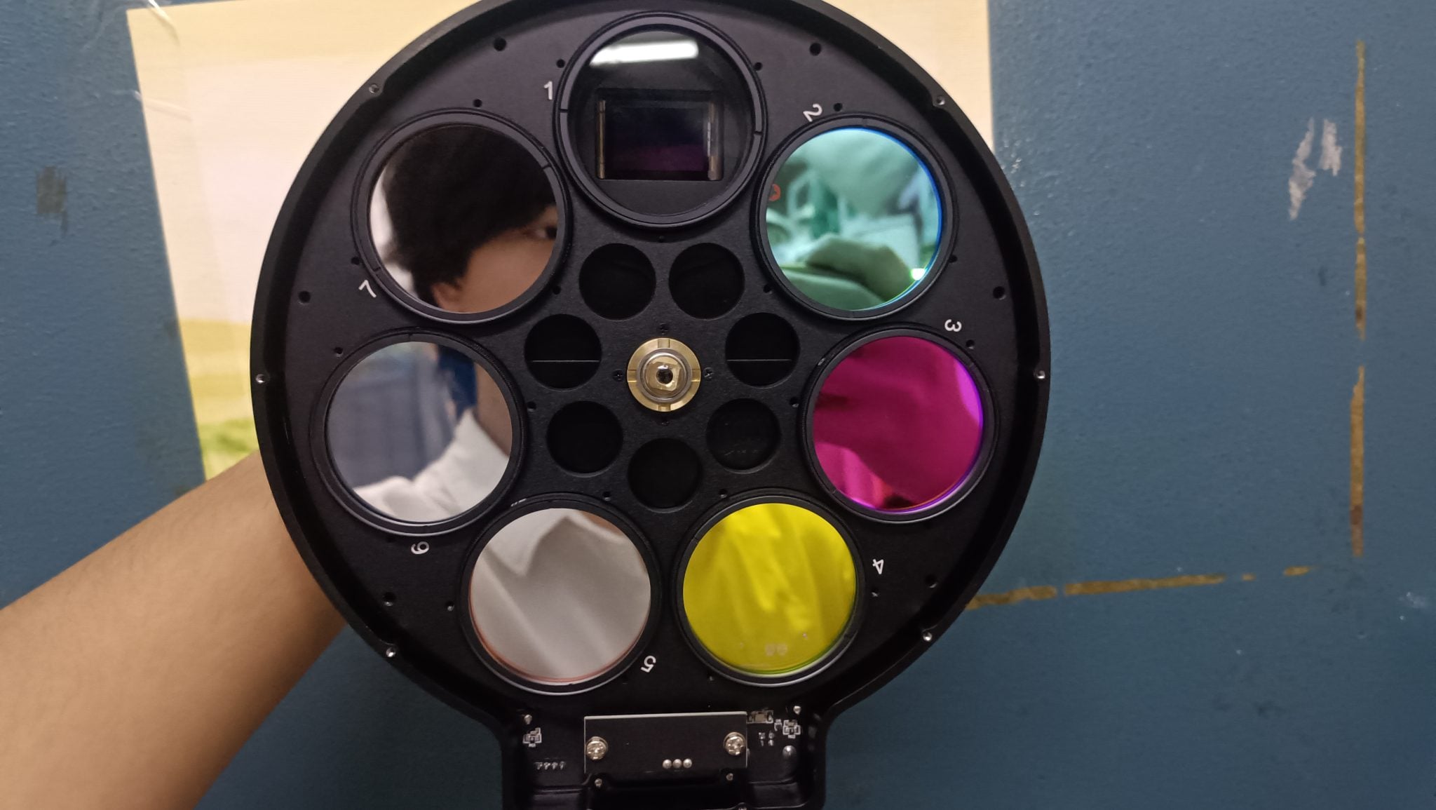 ToupTek Astro filters installed in a filter wheel ToupTek Astro filters installed in a filter wheel