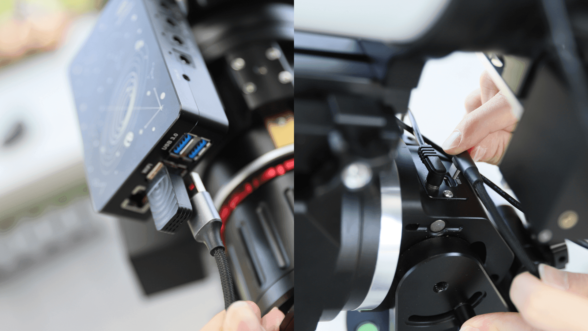 Equatorial mount and StellaVita data cable connection