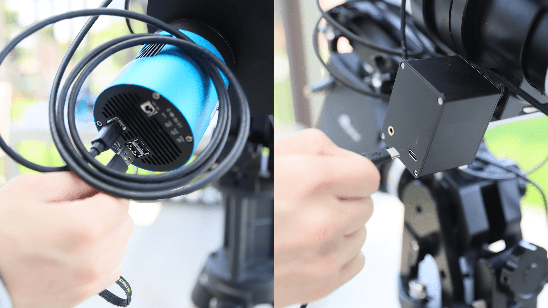 Main camera and electric focuser data cable connection