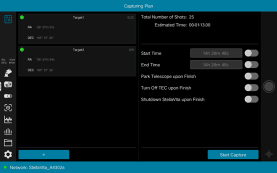 Configuración del plan de rodaje programado de la aplicación StellaVita