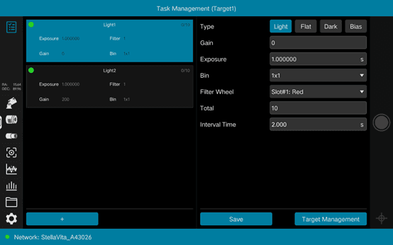 Configuración del marco de disparo programado de la aplicación StellaVita
