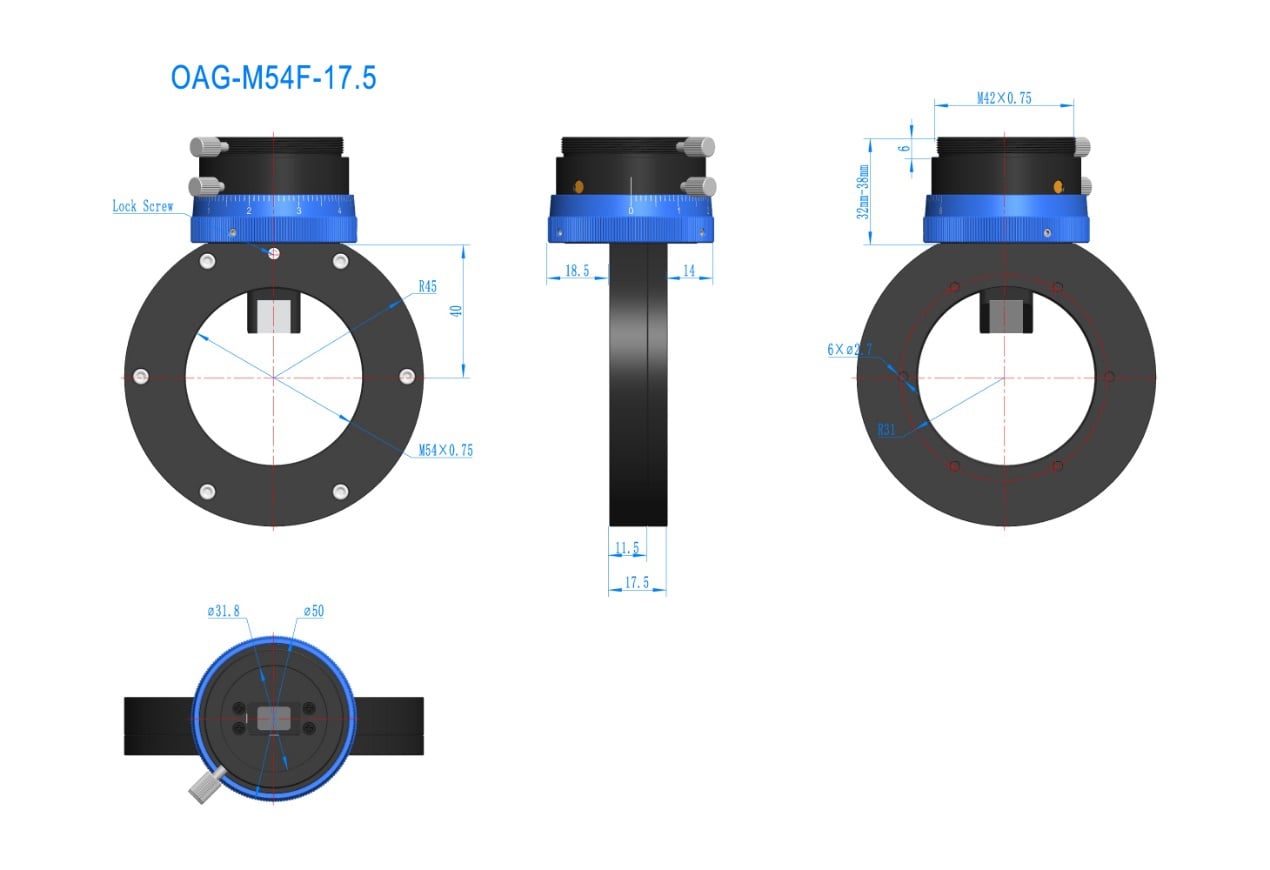 OAG M54 Mount Abmessungen