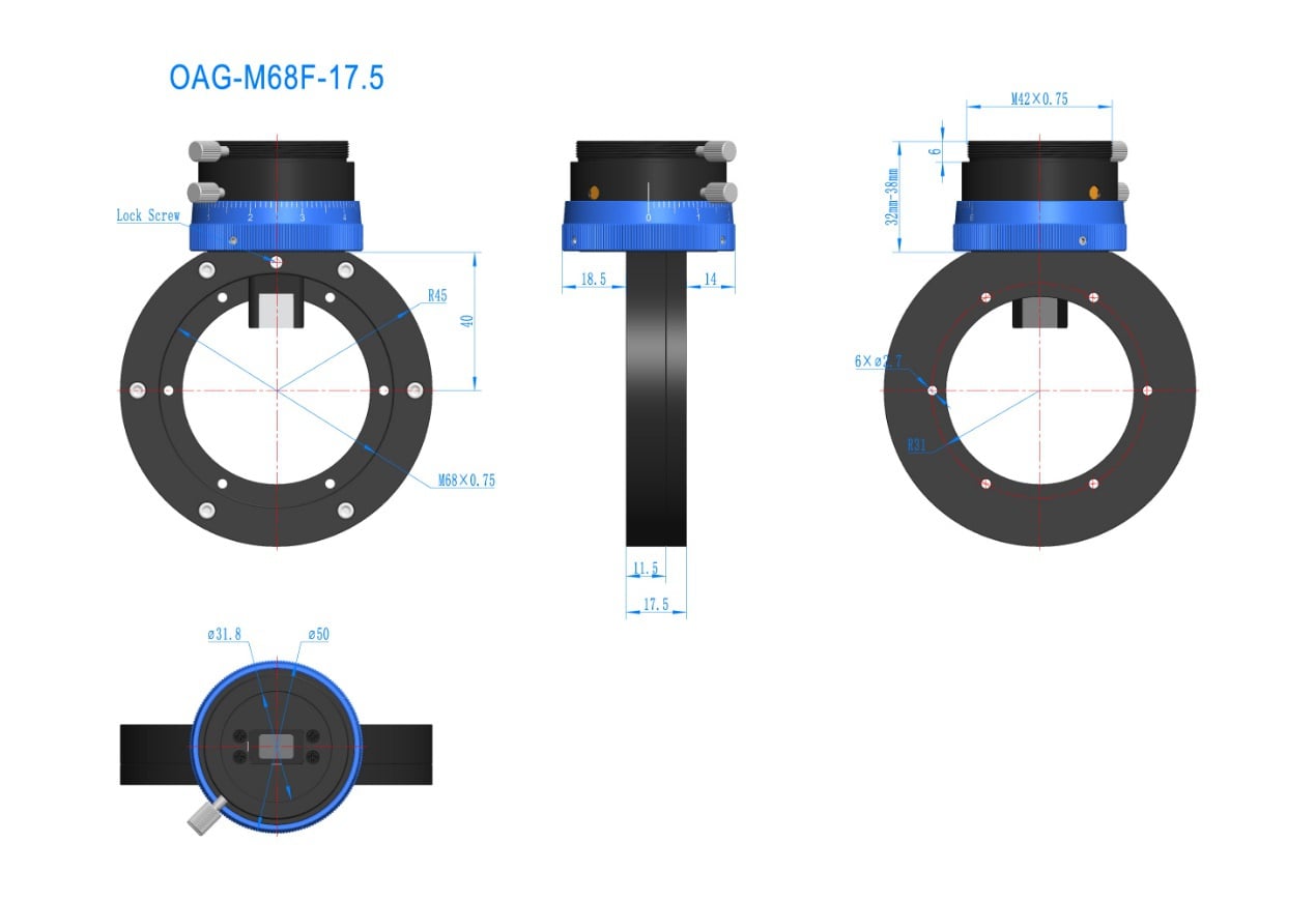 OAG M68 Mount Abmessungen